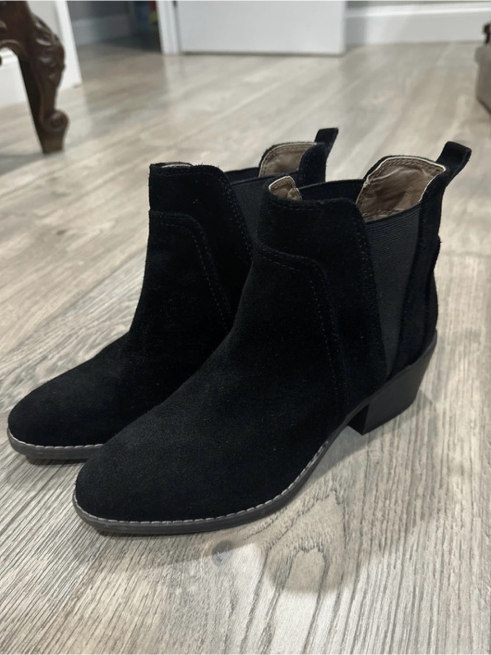 White Mountain Black Suede Ankle Boots